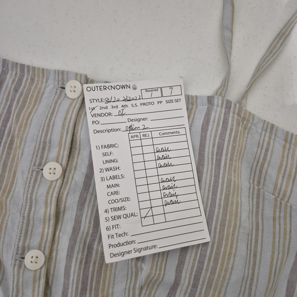 Outerknown Top Womens S Gray Striped Fashion Sample Button Up‎ Empire Crop NEW - Picture 4 of 6